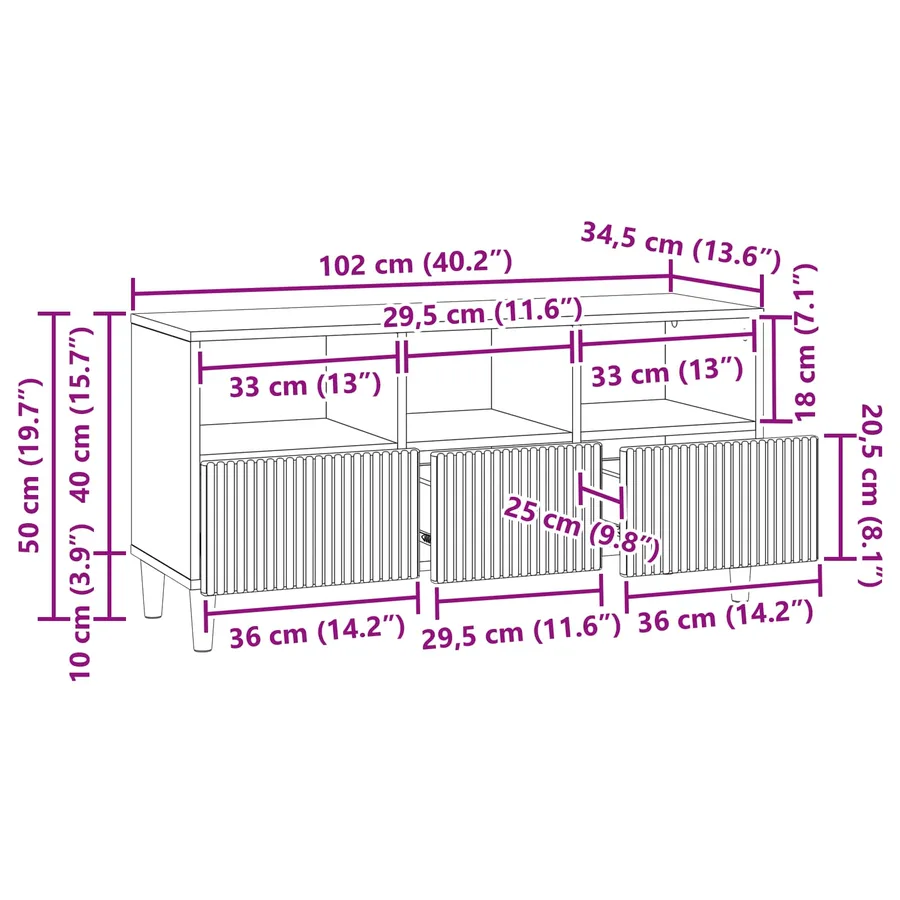 Meuble TV Chêne Sonoma 102 x 34,5 x 50 cm Bois d'ingénierie - 11