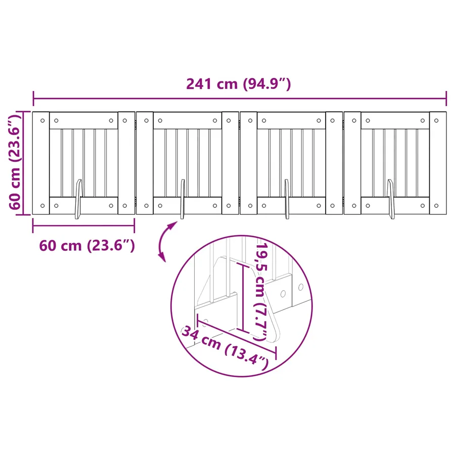 Porte de chien pliable avec supports 4 pcs Chêne Sonoma 241 cm - 9