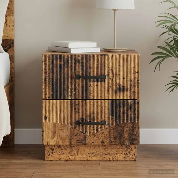 Cabinet de chevet avec tiroir Bois ancien 43 x 34,5 x 44,5 cm