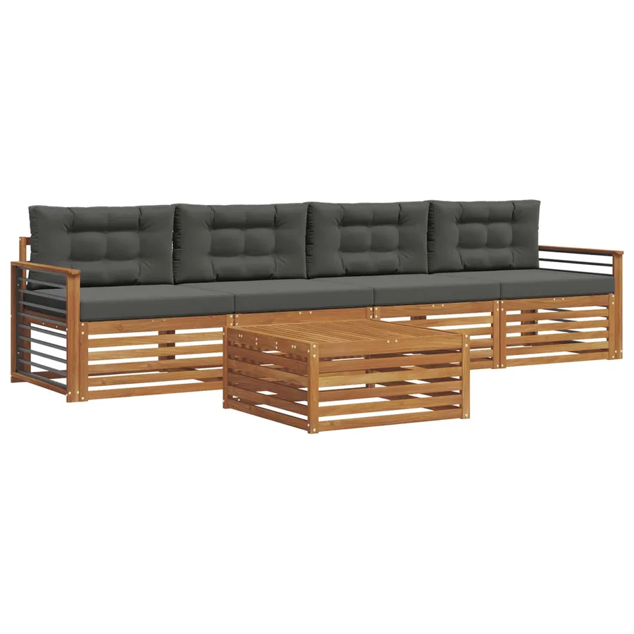 Ensemble de canapés d'extérieur 5 pcs Naturel et Anthracite - 2