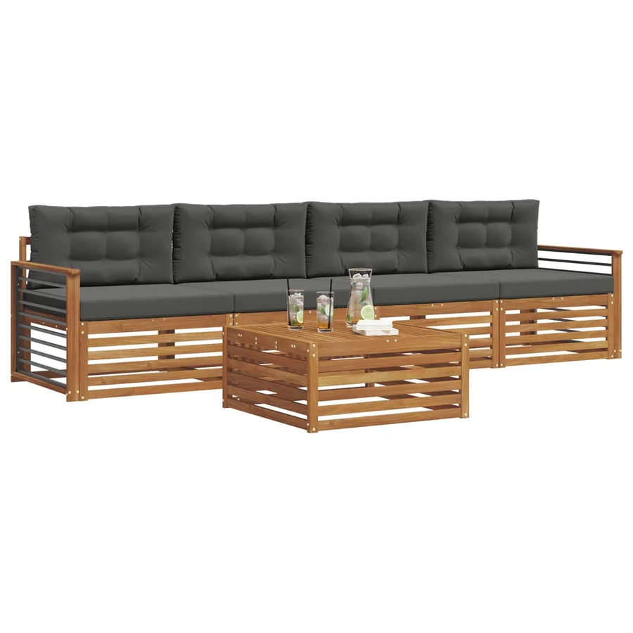 Ensemble de canapés d'extérieur 5 pcs Naturel et Anthracite - 3