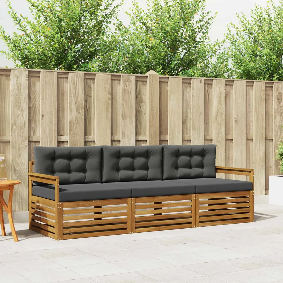 Ensemble de canapés d'extérieur 3 pcs Naturel et Anthracite