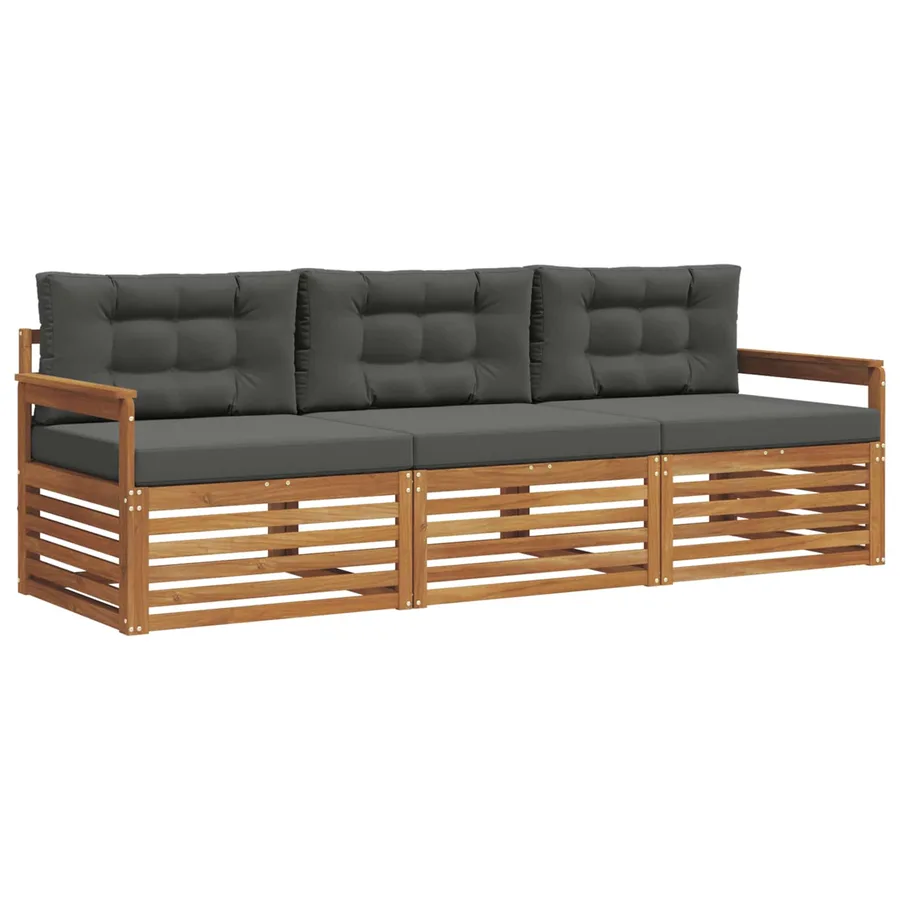 Ensemble de canapés d'extérieur 3 pcs Naturel et Anthracite - 2