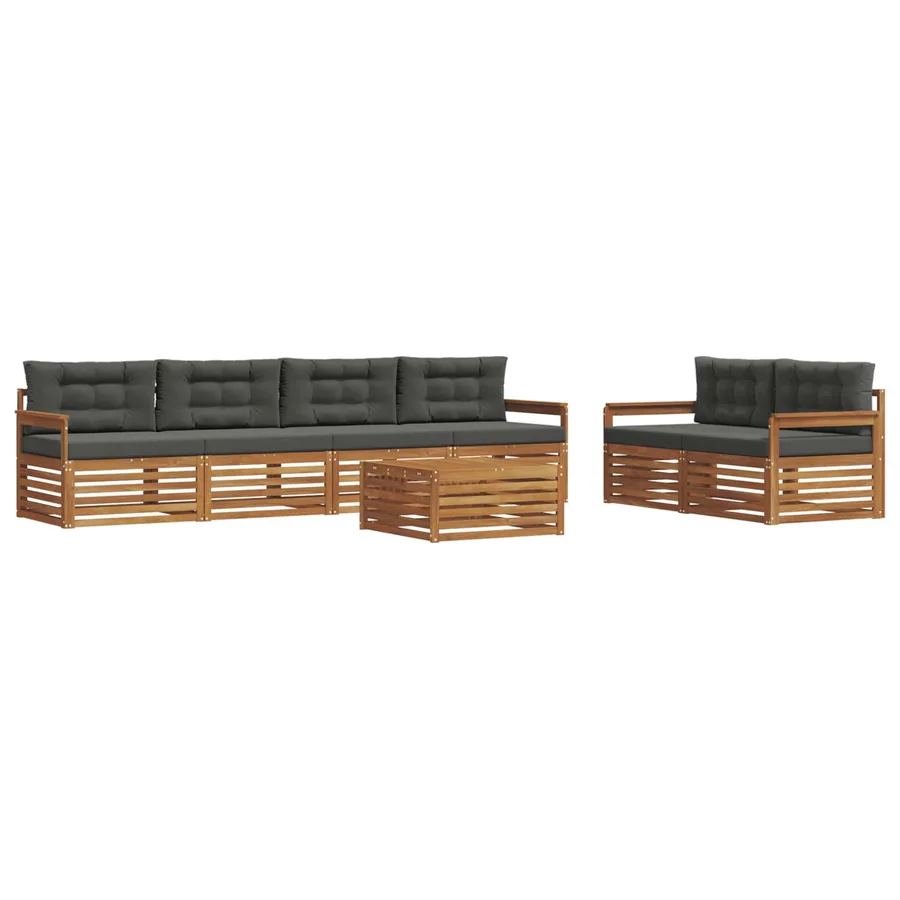 Ensemble de canapés d'extérieur 7 pcs Naturel et Anthracite - 2