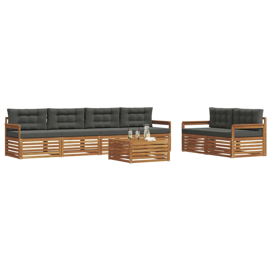Ensemble de canapés d'extérieur 7 pcs Naturel et Anthracite - 3