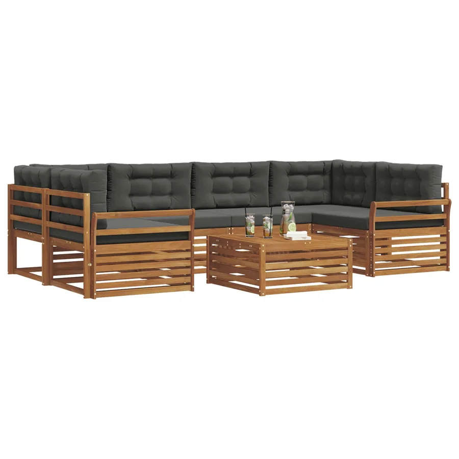Ensemble de canapés d'extérieur 7 pcs Naturel et Anthracite - 3