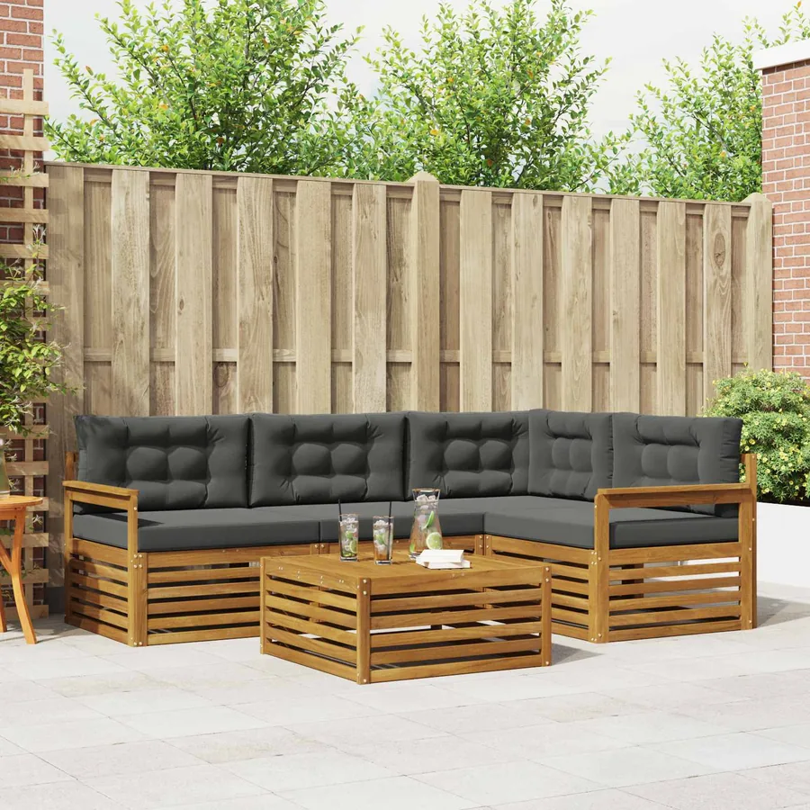 Ensemble de canapés d'extérieur 5 pcs Naturel et Anthracite