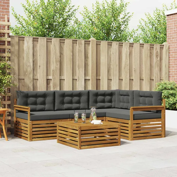 Ensemble de canapés d'extérieur 5 pcs Naturel et Anthracite