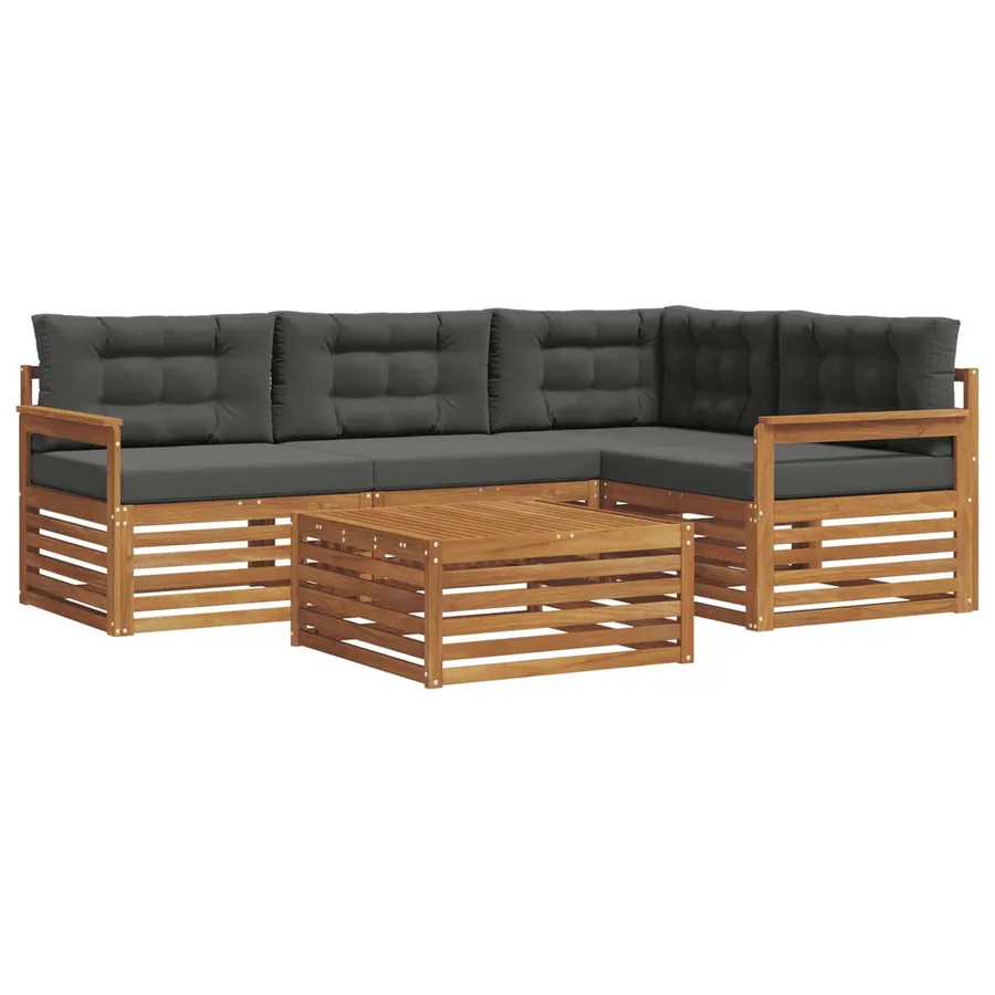 Ensemble de canapés d'extérieur 5 pcs Naturel et Anthracite - 2