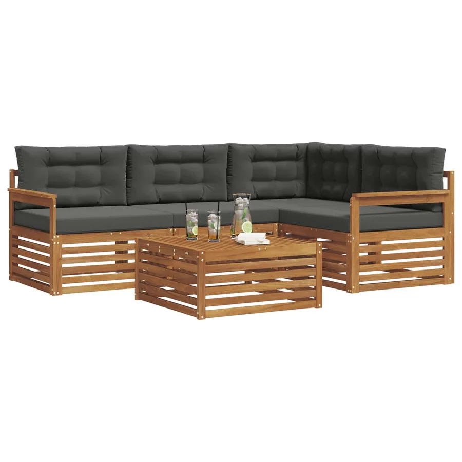 Ensemble de canapés d'extérieur 5 pcs Naturel et Anthracite - 3