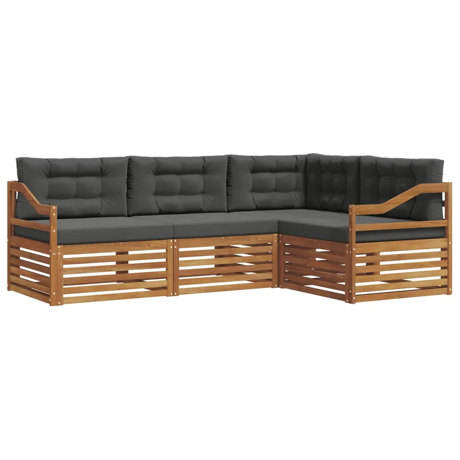 Ensemble de canapés d'extérieur 4 pcs Naturel et Anthracite - 2