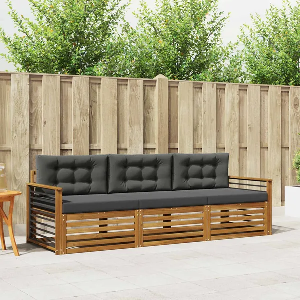 Ensemble de canapés d'extérieur 3 pcs Naturel et Anthracite