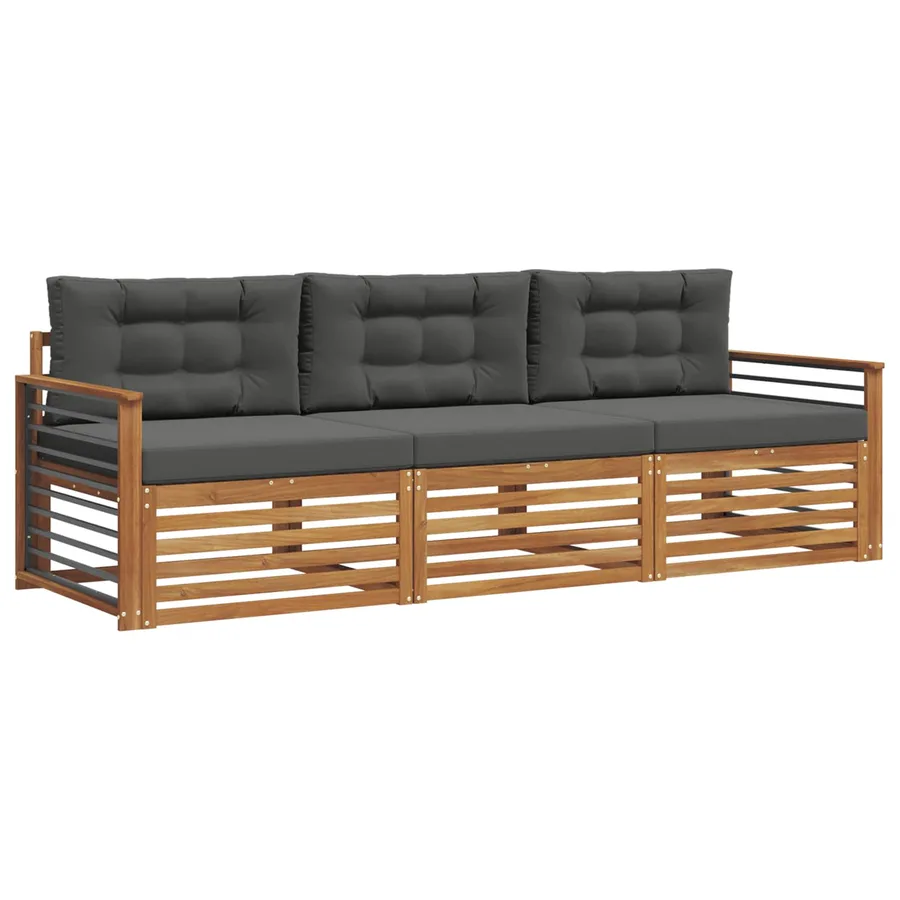 Ensemble de canapés d'extérieur 3 pcs Naturel et Anthracite - 2
