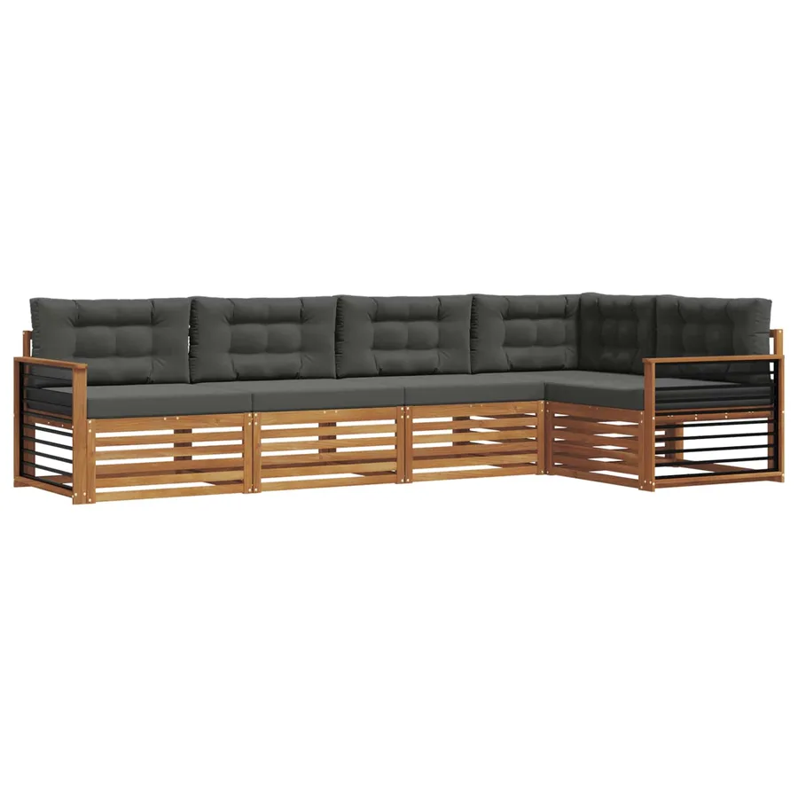 Ensemble de canapés d'extérieur 5 pcs Naturel et Anthracite - 2