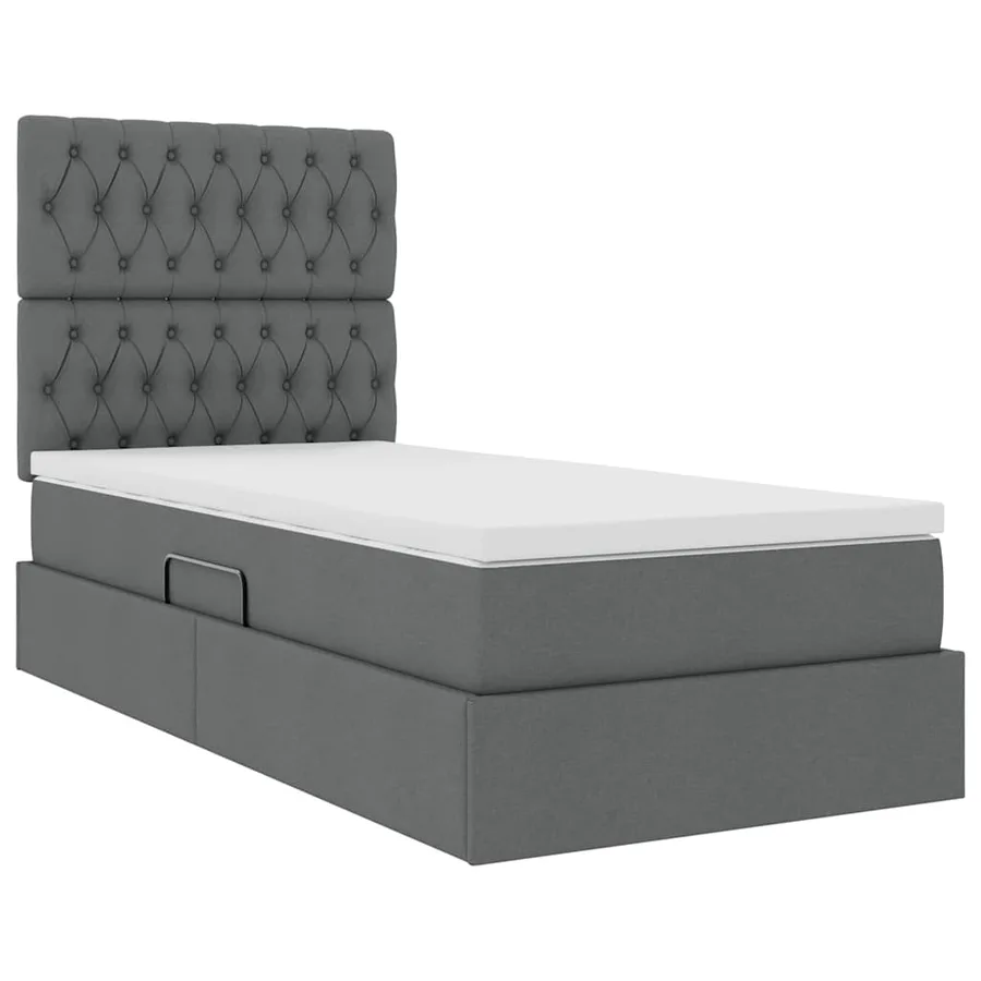 Lit de rangement LED avec matelas Gris foncé 100 x 200 cm Tissu - 6