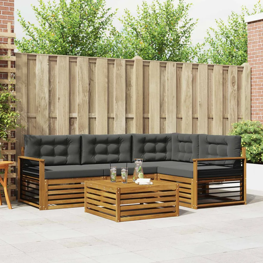 Ensemble de canapés d'extérieur 5 pcs Naturel et Anthracite
