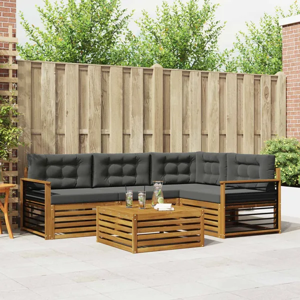 Ensemble de canapés d'extérieur 5 pcs Naturel et Anthracite