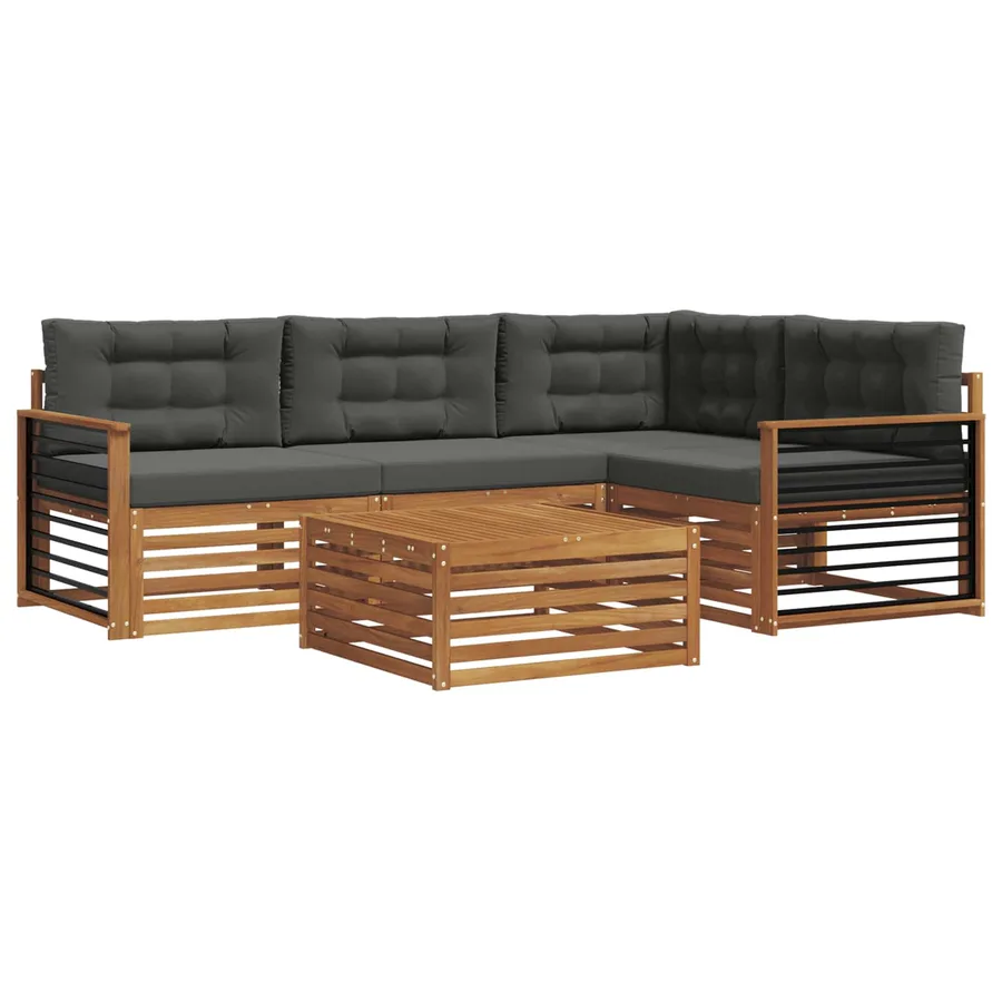 Ensemble de canapés d'extérieur 5 pcs Naturel et Anthracite - 2