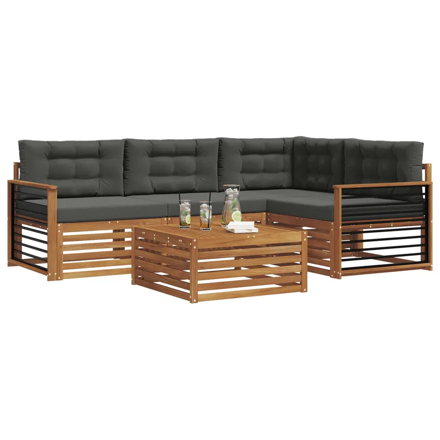 Ensemble de canapés d'extérieur 5 pcs Naturel et Anthracite - 3