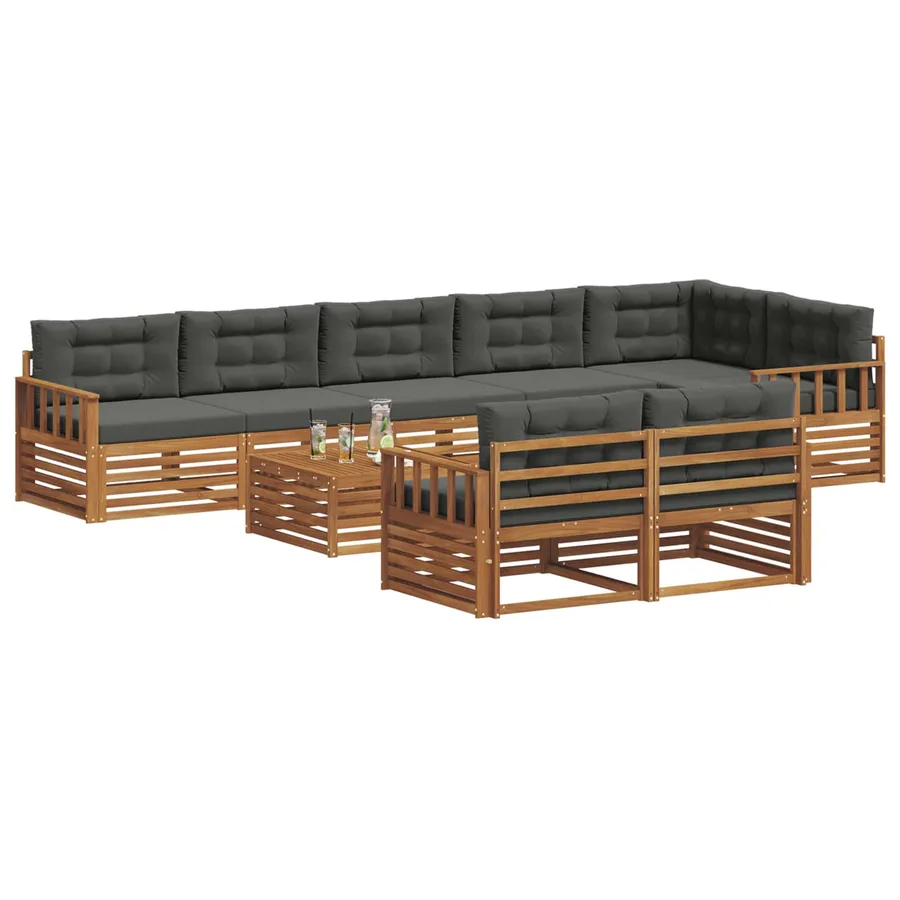 Ensemble de canapés d'extérieur 9 pcs Naturel et Anthracite - 3
