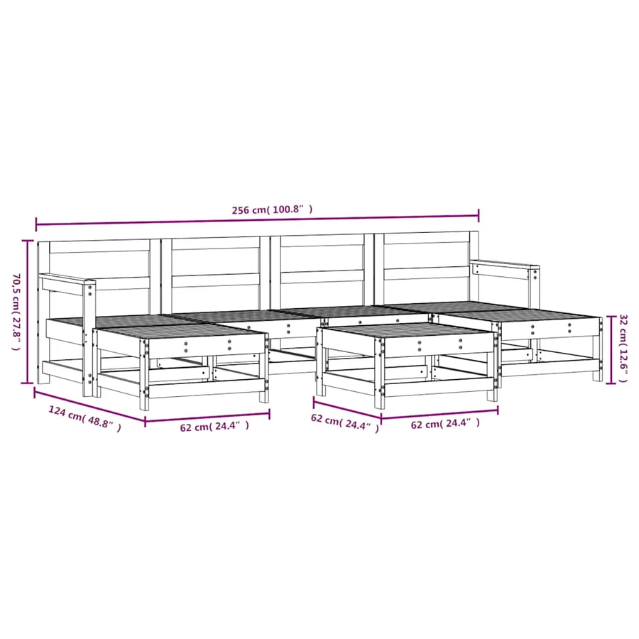 Salon de jardin 7 pcs bois massif douglas - 7