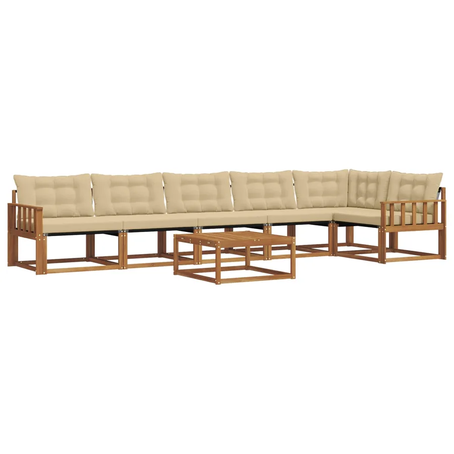 Ensemble de canapés d'extérieur 7 pcs Naturel et Beige - 2