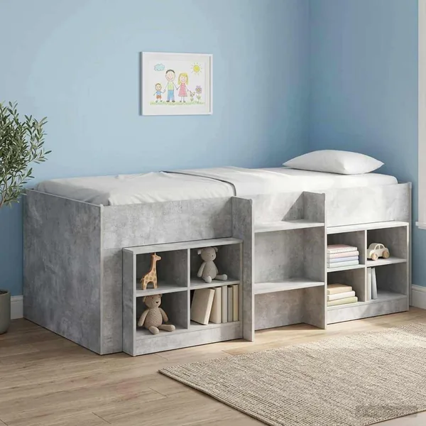 Cadre de Lit Élevé pour Enfants Gris béton 80 x 200 cm