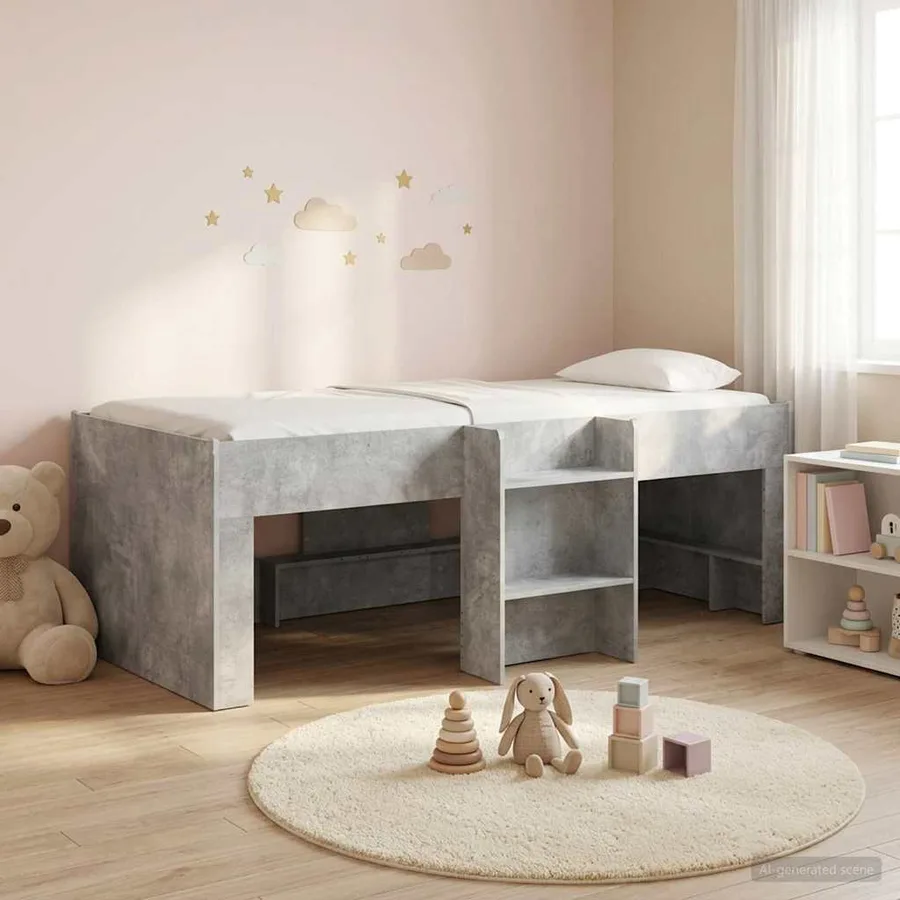 Cadre de Lit Élevé pour Enfants Gris béton 80 x 200 cm - 3