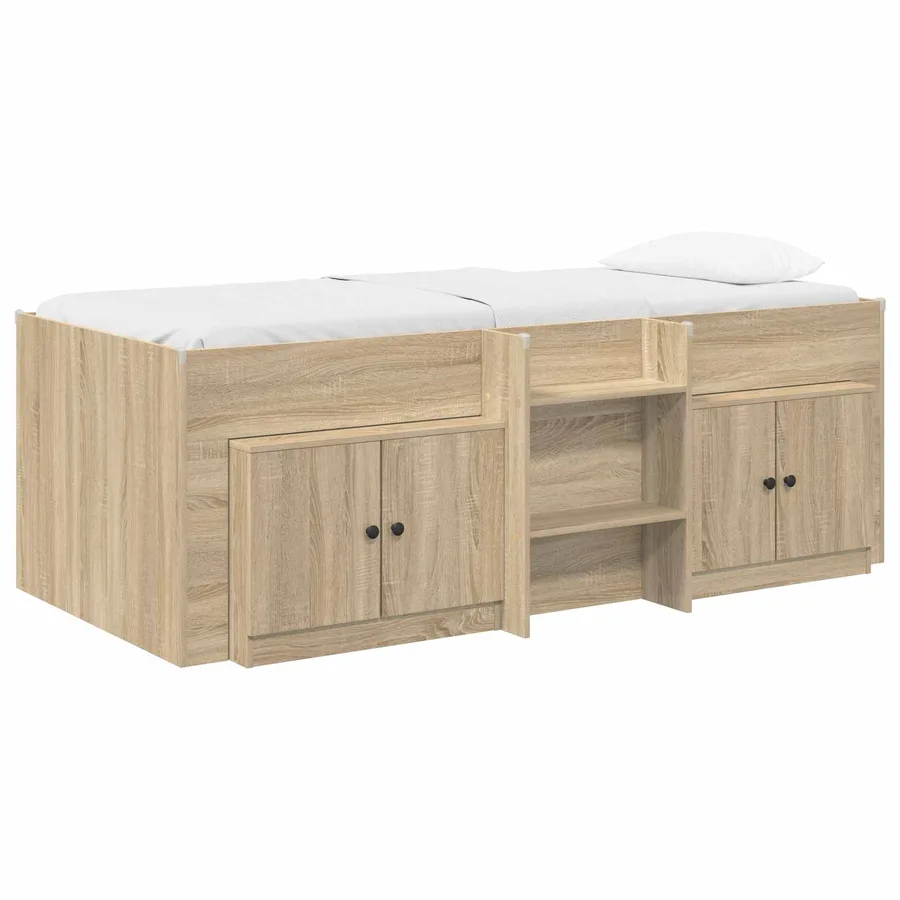 Cadre de lit en loft avec armoire avec porte 3 pc Chêne Sonoma - 2