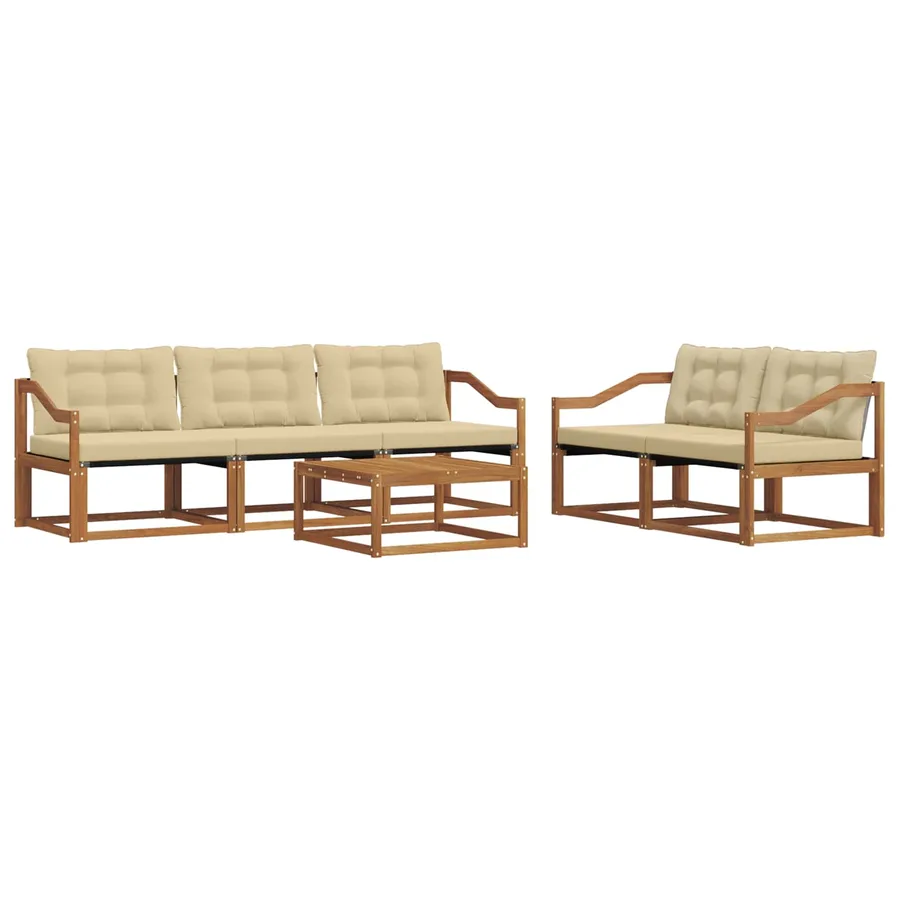 Ensemble de canapés d'extérieur 6 pcs Naturel et Beige - 2