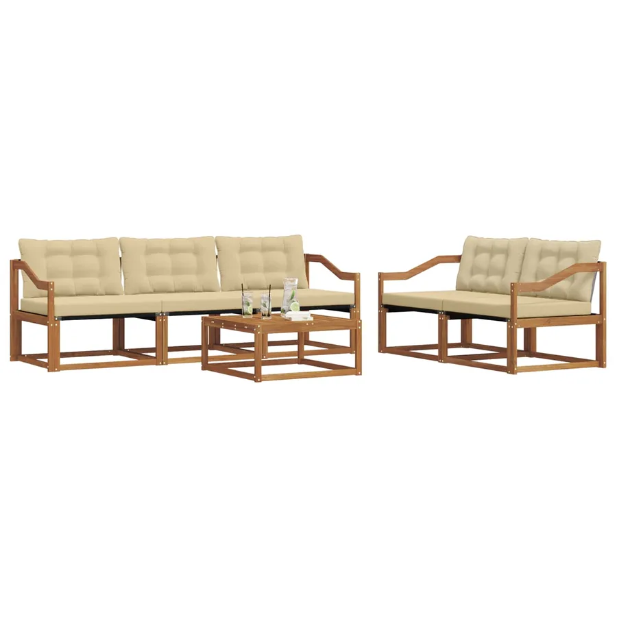 Ensemble de canapés d'extérieur 6 pcs Naturel et Beige - 3