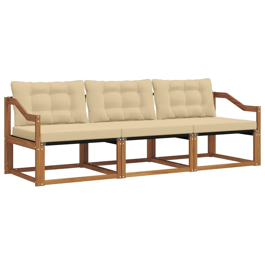 Ensemble de canapés d'extérieur 3 pcs Naturel et Beige - 2