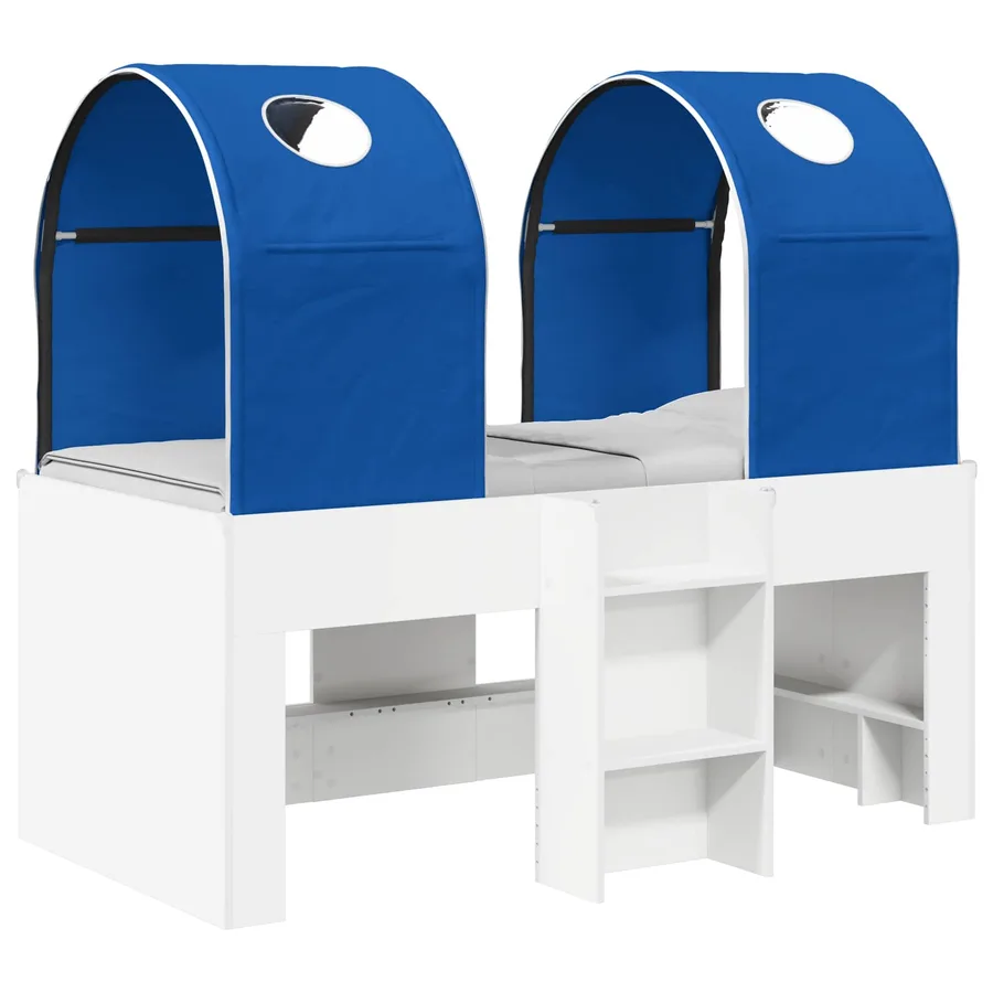 Lit avec Tunnel 3 pc Blanc et bleu Bois d'ingénierie - 2