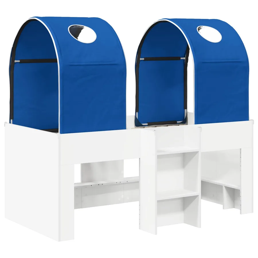 Lit avec Tunnel 3 pc Blanc et bleu Bois d'ingénierie - 3