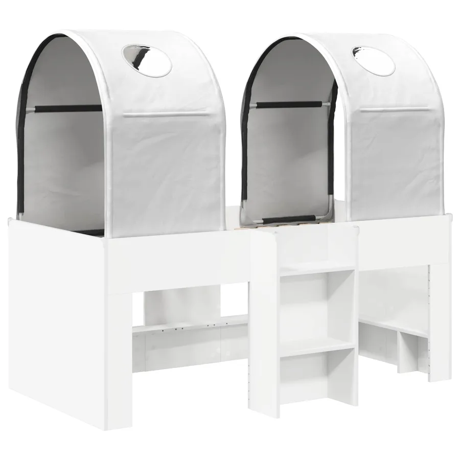 Lit avec Tunnel 3 pc Blanc Bois d'ingénierie - 3