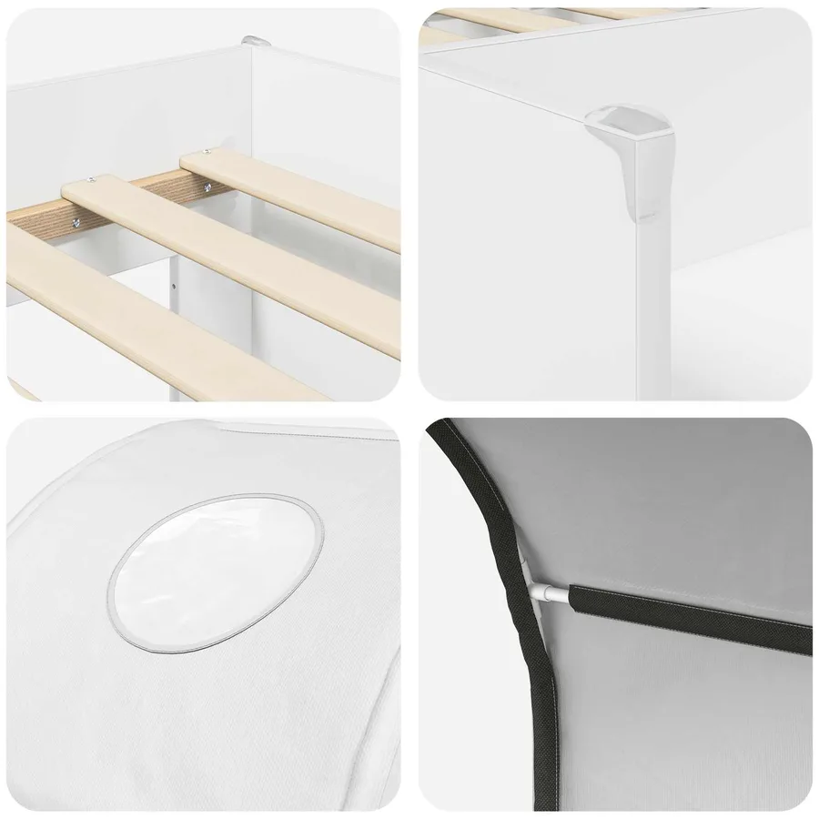Lit avec Tunnel 3 pc Blanc Bois d'ingénierie - 9