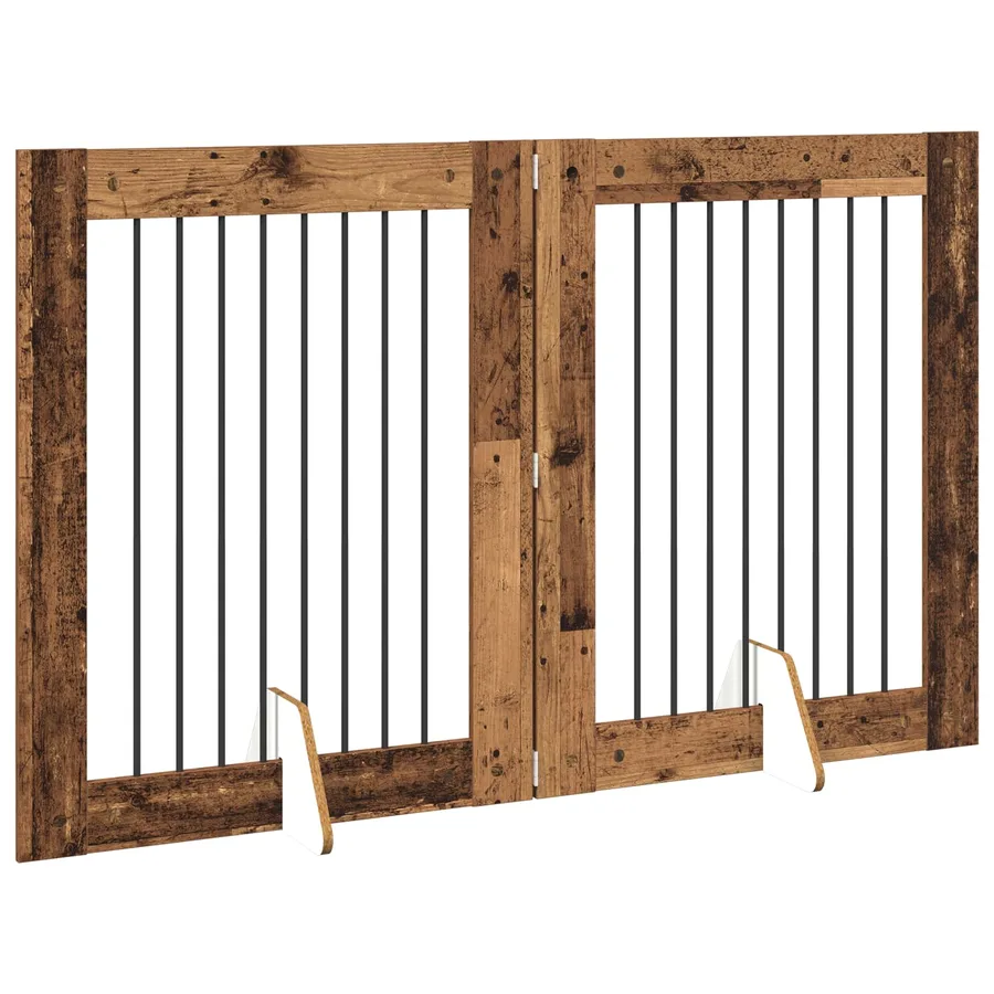 Porte de chien pliable avec supports 2 pcs Bois ancien 160,5 cm - 3