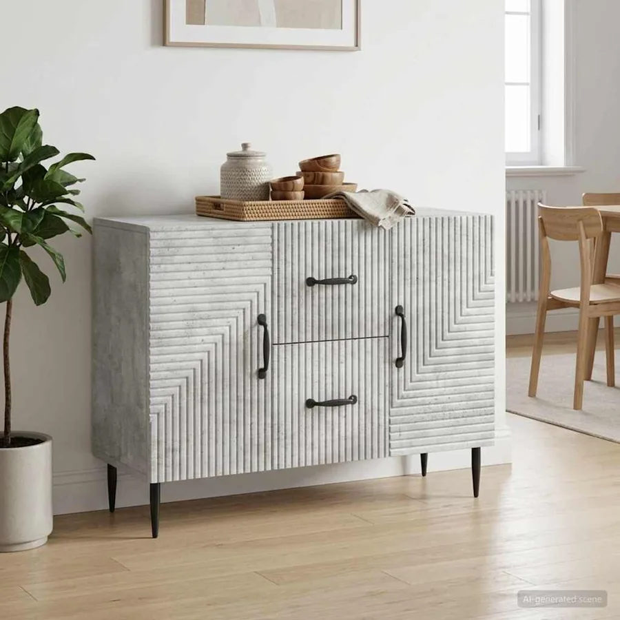 Buffet Gris béton 89 x 34,5 x 60 cm Bois d'ingénierie