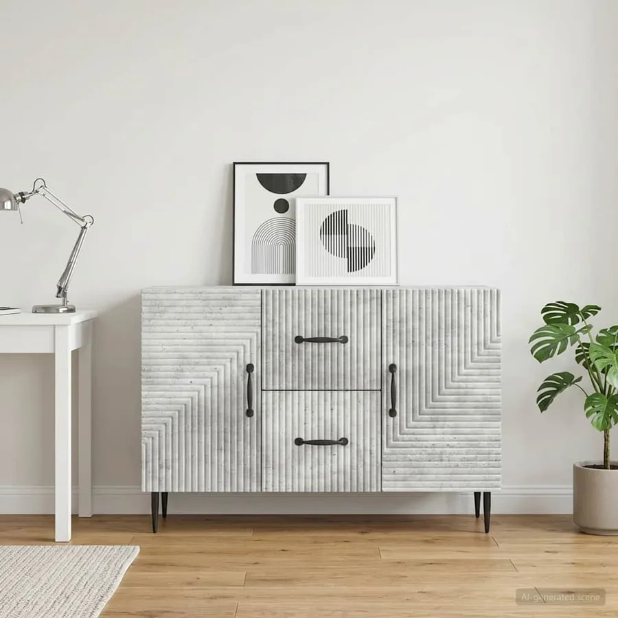 Buffet Gris béton 89 x 34,5 x 60 cm Bois d'ingénierie - 4