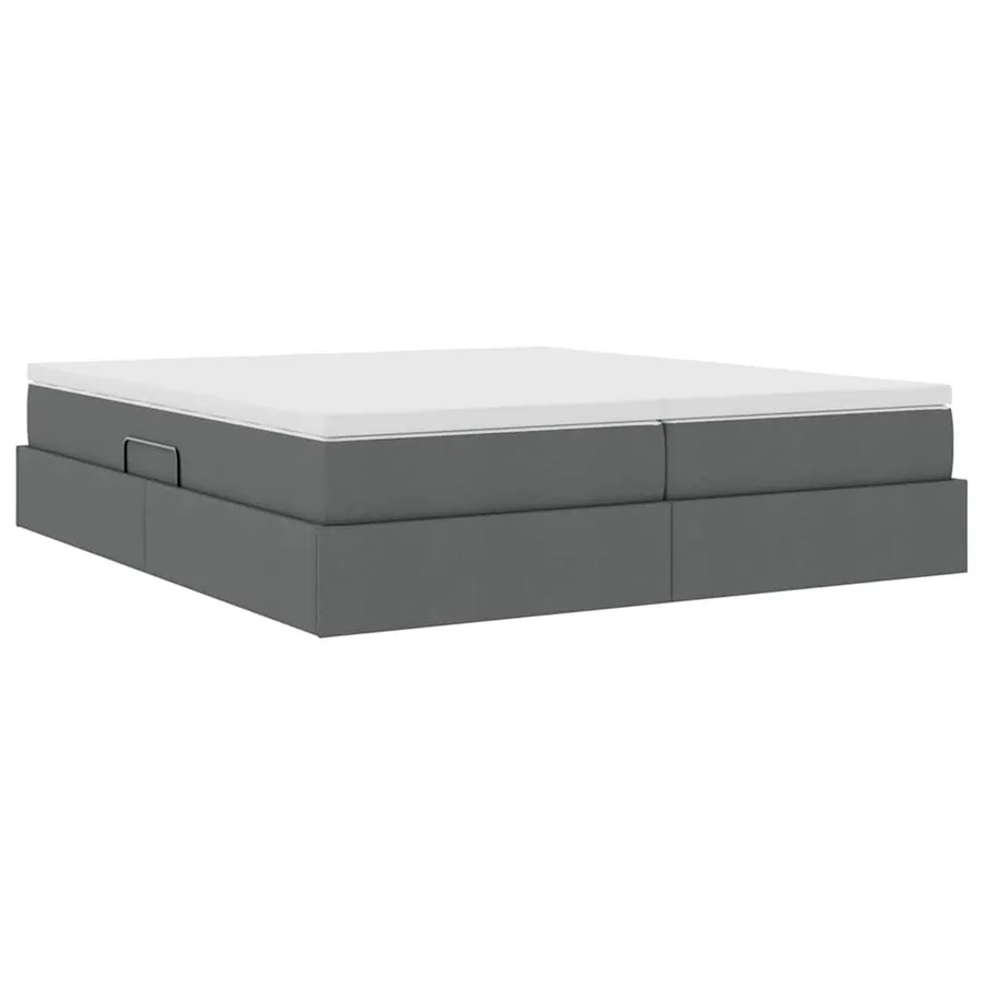 Lit avec rangement et matelas Gris foncé 200 x 200 cm Polyester - 10