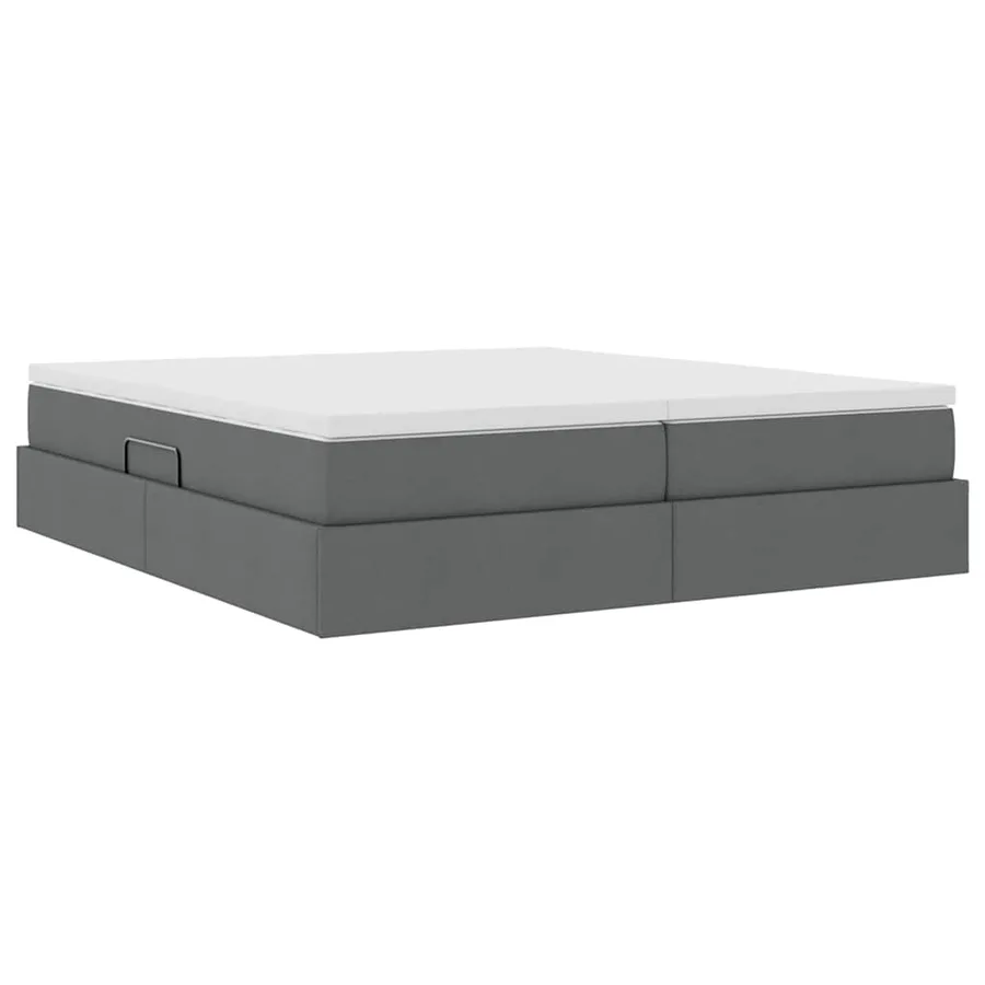 Lit avec rangement et matelas Gris foncé 200 x 200 cm Polyester - 5