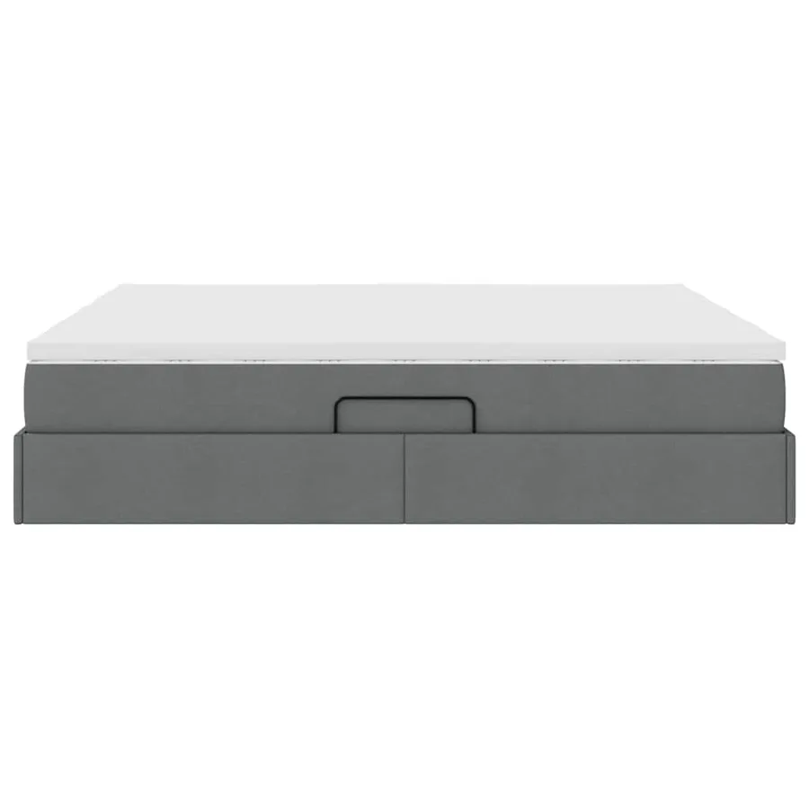 Lit avec rangement et matelas Gris foncé 200 x 200 cm Polyester - 9