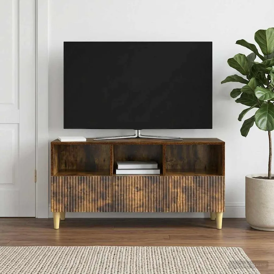 Meuble TV Chêne fumé 102 x 34,5 x 50 cm Bois d'ingénierie