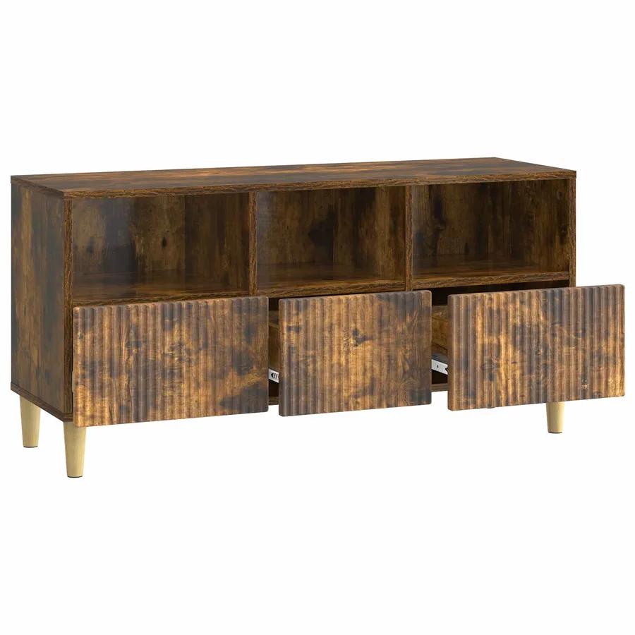 Meuble TV Chêne fumé 102 x 34,5 x 50 cm Bois d'ingénierie - 5