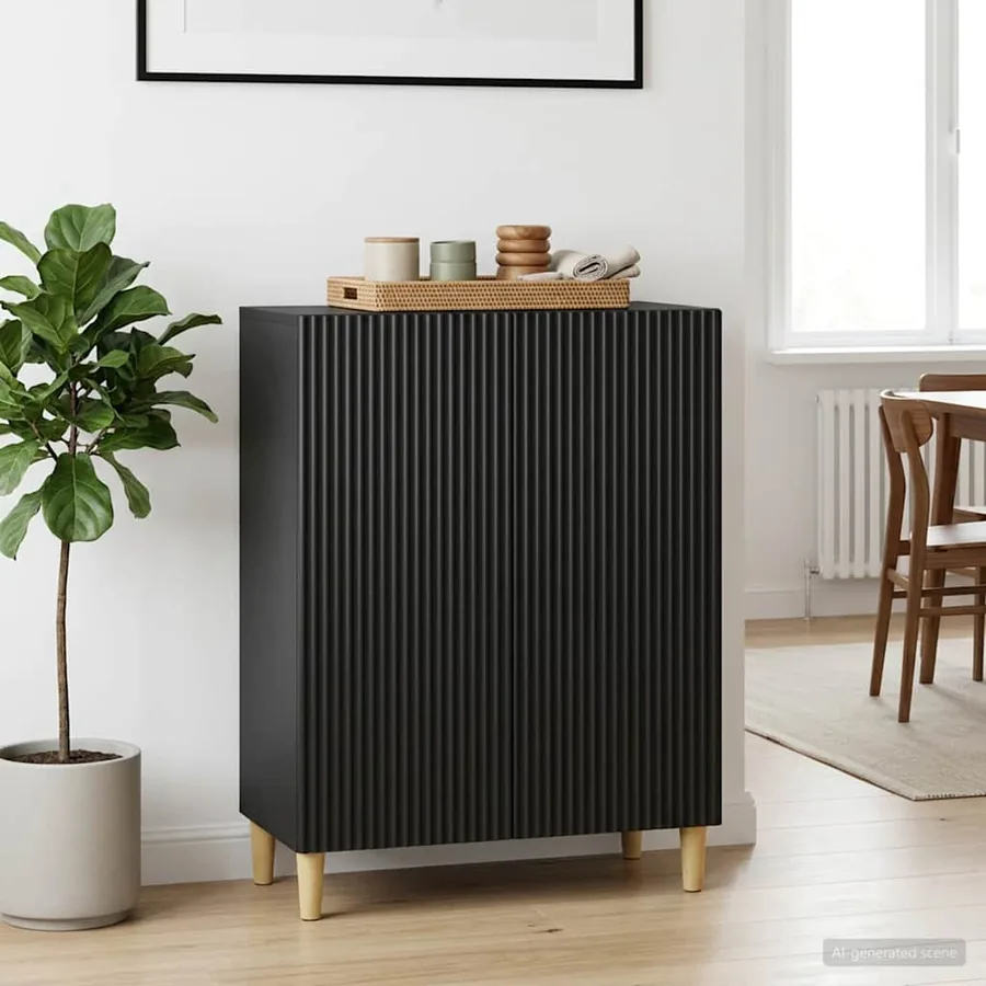 Buffet Noir 66 x 34,5 x 90 cm Bois d'ingénierie