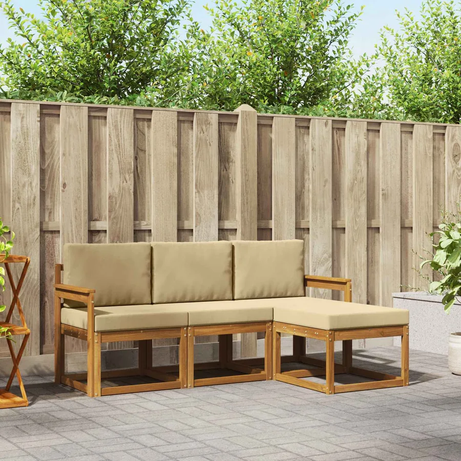 Ensemble de canapés d'extérieur 4 pcs Naturel et Beige