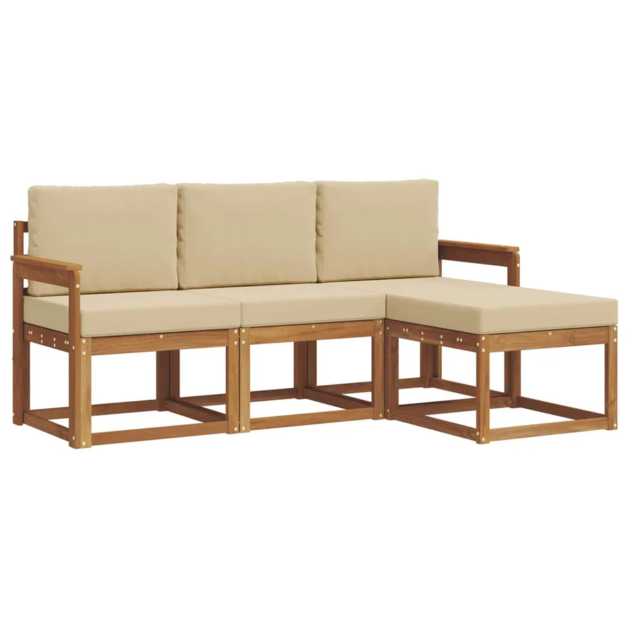Ensemble de canapés d'extérieur 4 pcs Naturel et Beige - 2
