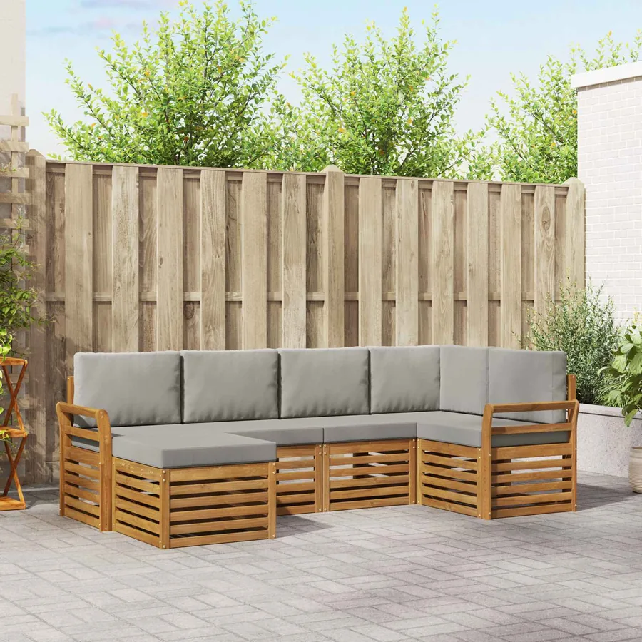 Ensemble de canapé d'angle 6 pcs Gris Naturel et Clair