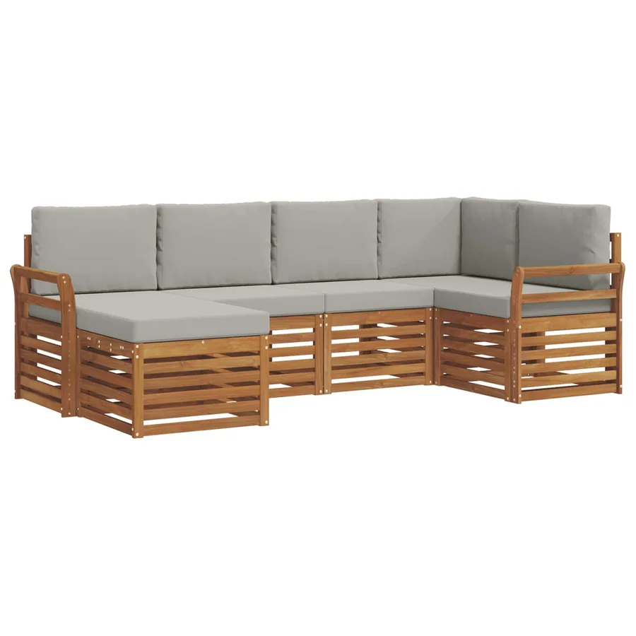 Ensemble de canapé d'angle 6 pcs Gris Naturel et Clair - 2
