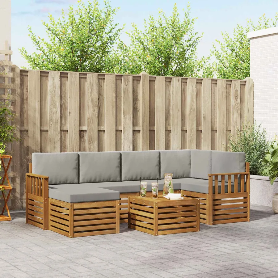 Ensemble de canapé d'angle 7 pcs Gris Naturel et Clair